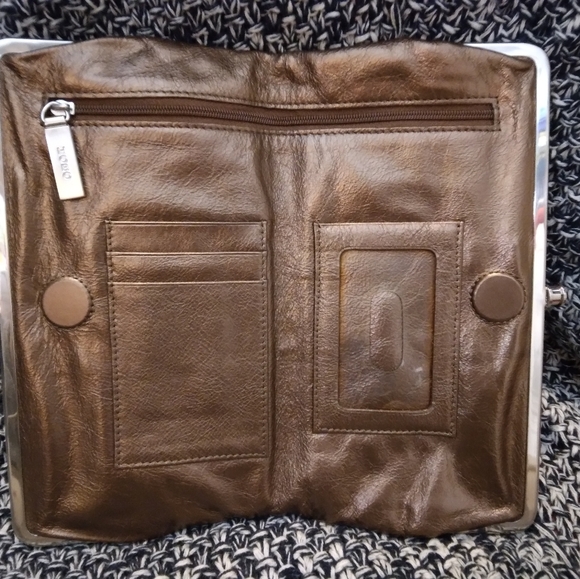 HOBO INTERNATIONAL LAUREN CLUTCH WALLET Metallic Bronze Brown Leather - Picture 3 of 5